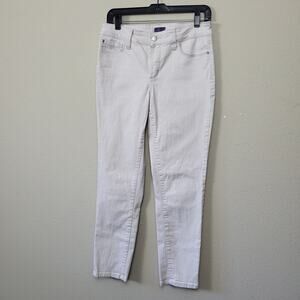 ND YJ Womens White Light Wash Pockets Lift Tuck Ankle Denim Skinny Jeans Size‎ 4